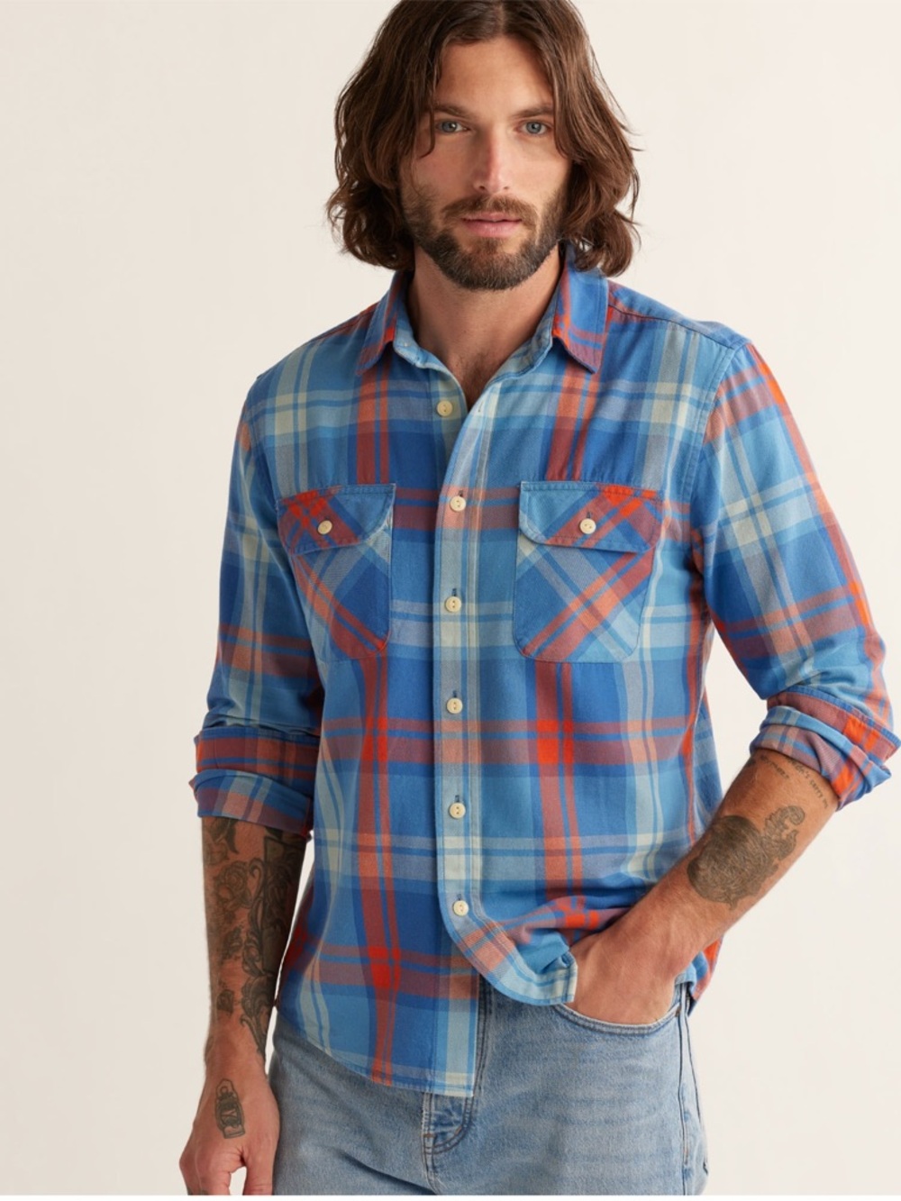 Pendleton Beach Shack Shirt button down flannel plaid cotton western rugged L